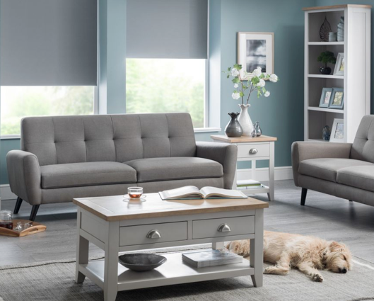 Richmond Coffee Table with 2 Drawers - Grey/Pale Oak