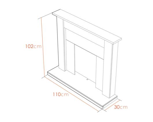 Adam Southwold Fireplace Suite in Oak and Black with Helios Electric Fire in Brushed Steel, 43 Inch