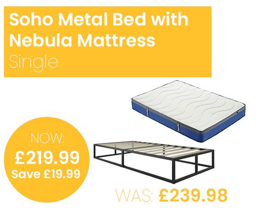 Soho Metal Platform Bed with SleepSoul Nebula Mattress - Single