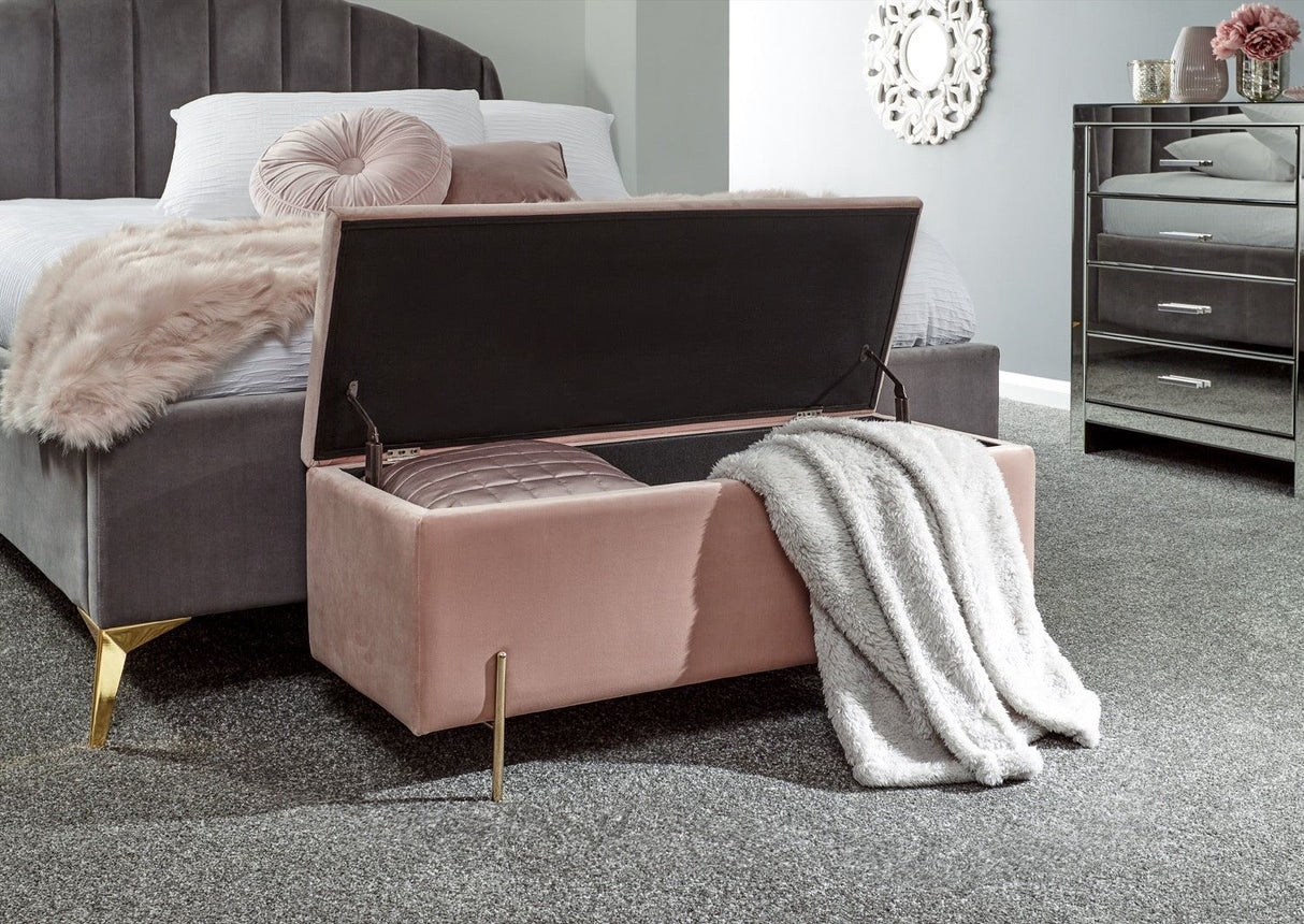 Mystica ottoman storage bench blush pink