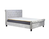 Sienna Small Double Bed - Crushed Velvet Silver