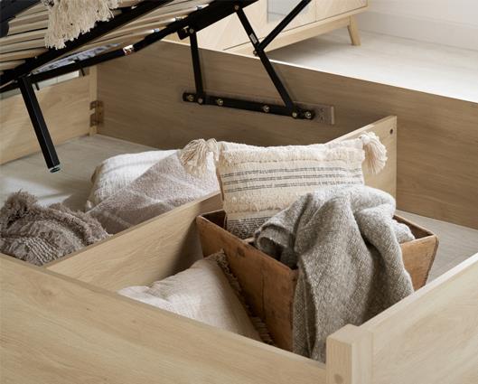 Herringford Ottoman King Bed - Oak