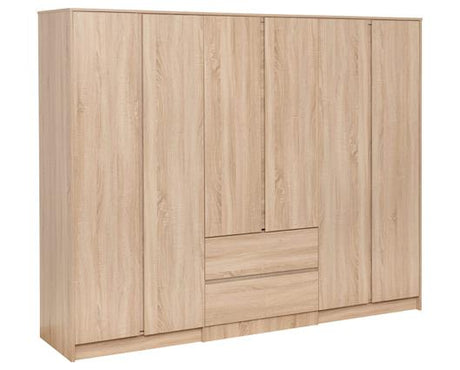 MALVERN 6 DOOR 2 DRAWER WARDROBE - SONOMA OAK EFFECT