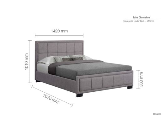 Hannover Double Bed - Grey