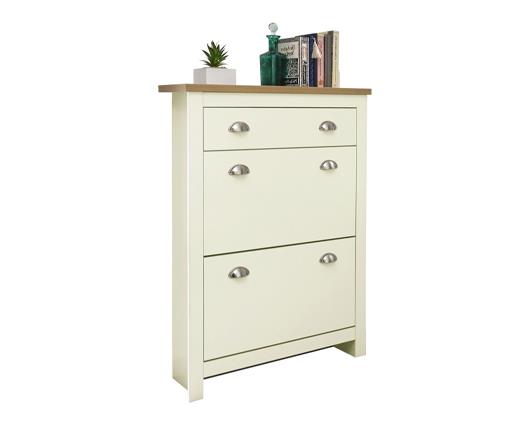 Lancaster 2 Door 1 Drawer Shoe Cabinet Cream