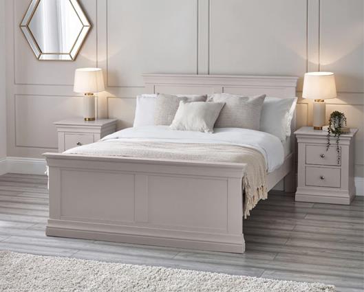 Clermont Bed Light Grey - Double