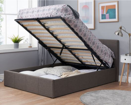 Double Berlin Fabric Ottoman Bed - Grey