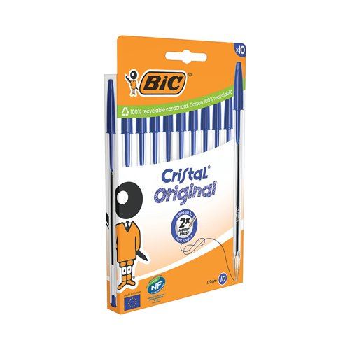 Bic Cristal Ballpoint Pen Medium Blue (Pack of 10) 516352