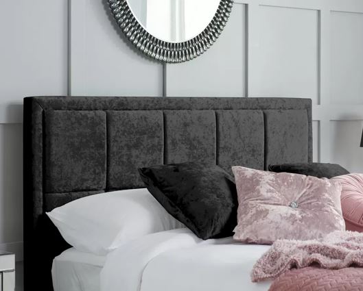 Hannover Small Double Bed - Black Crushed Velvet