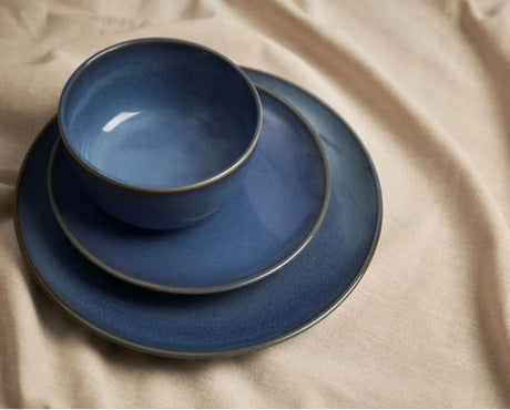 12pc Reactive Glaze Blue Dinner Set