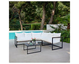 Marbella Black Corner Set,Polywood Table,Ivory Cushion+Cover