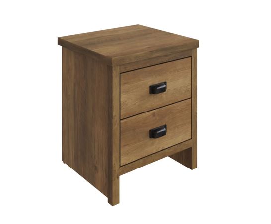 Boston 2 Drawer Bedside Table Knotty Oak