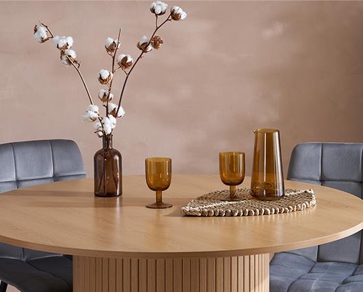 Axel Round Fluted Dining Table - Oak