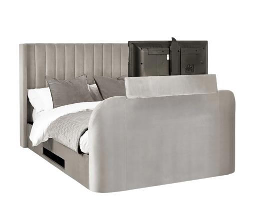 Clara Side Lift Ottoman TV Bed Light Grey - Double