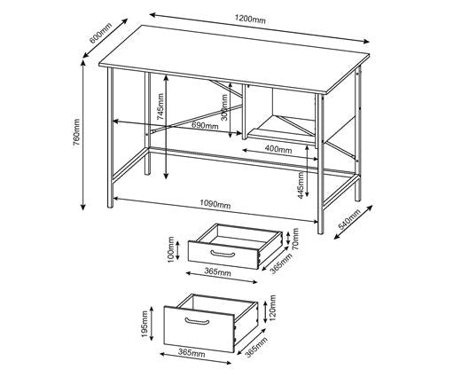 Loft home study desk with draws