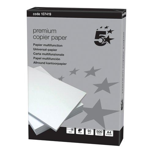 5 Star Elite Premium Copier Paper A4 90gsm White Ream-Wrapped (Pack of 2500)