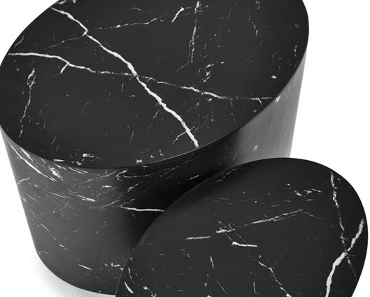 Toba Oval Nest of Tables Black Marble Effect
