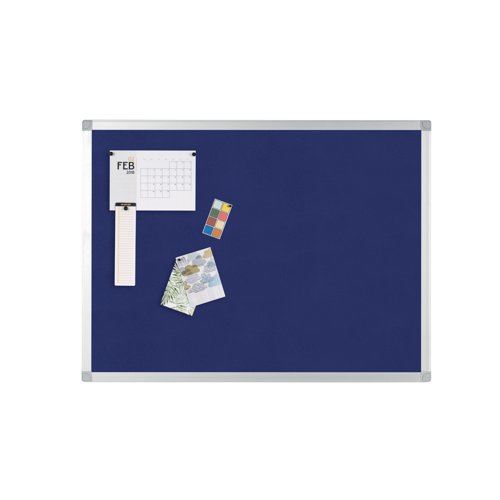 Q-Connect Aluminium Frame Felt Noticeboard with Fixing Kit 1800x1200mm Blue KF01078