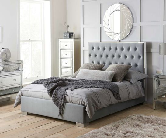 Chelsea Double Bed - Grey & Silver