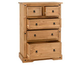 Corona 3+2 Drawer Chest - Distressed Waxed Pine