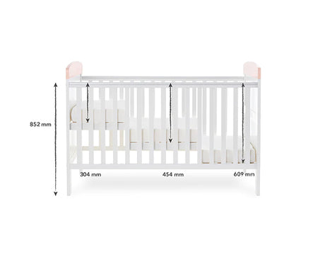 Grace Inspire Cot Bed & Under Drawer - Water Colour Rabbit Pink