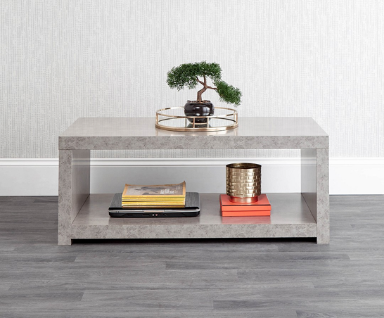 Bloc Coffee Table With Shelf Concrete