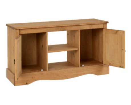Corona 2 Door 1 Shelf Flat Screen TV Unit - Distressed Waxed Pine