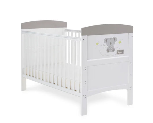 Grace Inspire Cot Bed & Under Drawer - Hello World Koala Grey