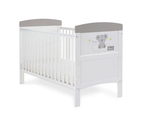 Grace Inspire Cot Bed & Under Drawer - Hello World Koala Grey