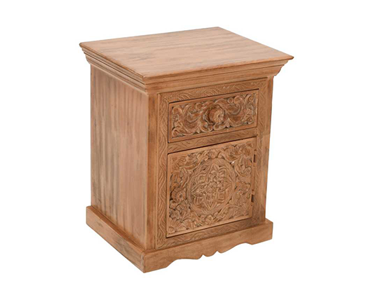 Artwork Mango Wood Bedside Table With Storage