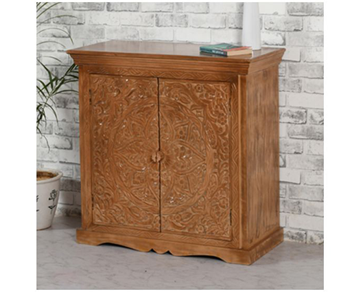 Artwork Mango Wood Sideboard With 2 Doors