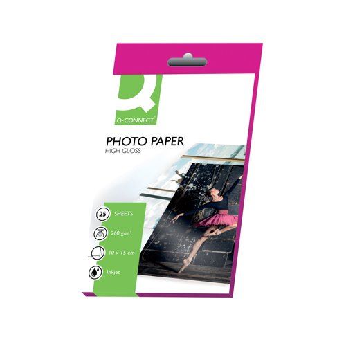 Q-Connect White 10x15cm Glossy Photo Paper 260gsm (Pack of 25) KF01906