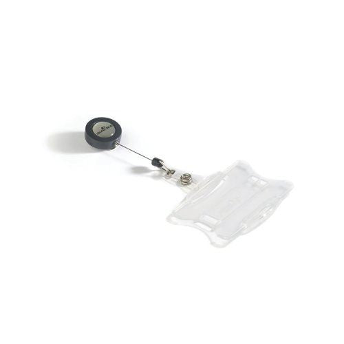 Durable Security Pass Holder with Badge Reel 54x85mm Clear (Pack of 10) 801119