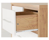Seville 3+2 Drawer Chest - White High Gloss/Light Oak Effect Veneer