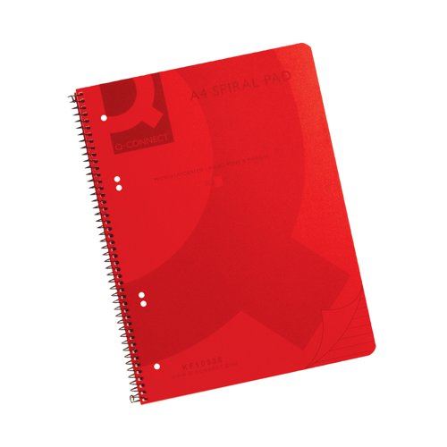 Q-Connect Spiral Bound Polypropylene Notebook 160 Pages A4 Red (5 Pack) KF10038