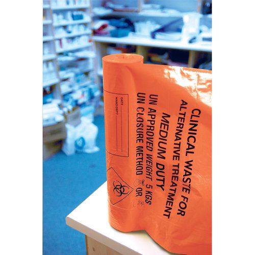 Clinical Waste Sack Medium Duty Orange (Pack of 200) AT25&#47;M111