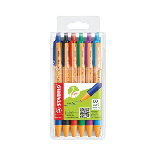 Stabilo Pointball Retractable Ballpoint Pen Assorted (Pack of 6) 6030&#47;6