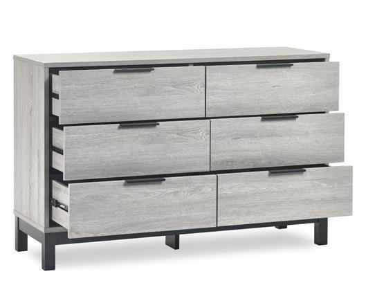 Bali 6 Drawer Wide Chest Grey Oak