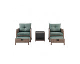 Grenada Brown 5PC Armchair Set w/ Green Cushions