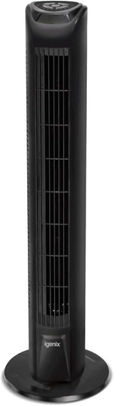 Igenix 30" Tower Fan with 7 Hour Timer and Remote Control - Black