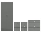 DENVER 2 DOOR WARDROBE BEDROOM SET - GREY GLOSS