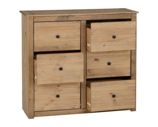 Panama 6 Drawer Chest - Natural Wax