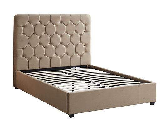 MADISON 5' BED - FAWN VELVET FABRIC