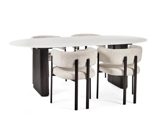 Bolivia Oval Dining Table White & Black