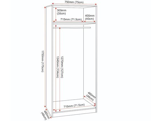 DAKOTA 2 DOOR WARDROBE - WHITE