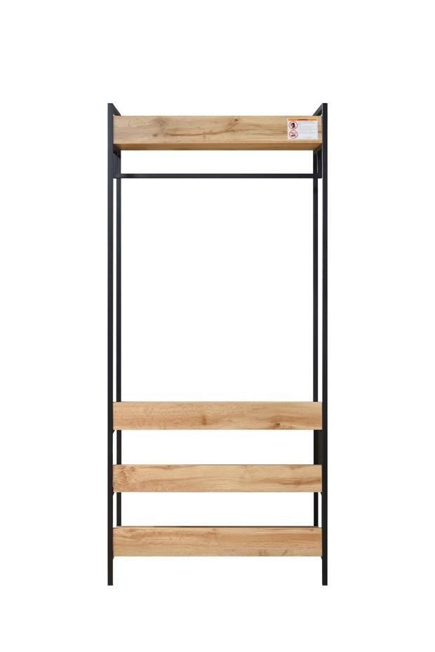 Alva Open Wardrobe 4 Shelves - Wotan Oak