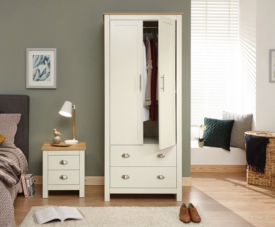 Lancaster 2 Door 2 Drawer Wardrobe Cream