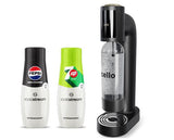 Cello Soda Maker with CO2 Gas Cannister + Pepsi & 7UP Flavour Mix - Black