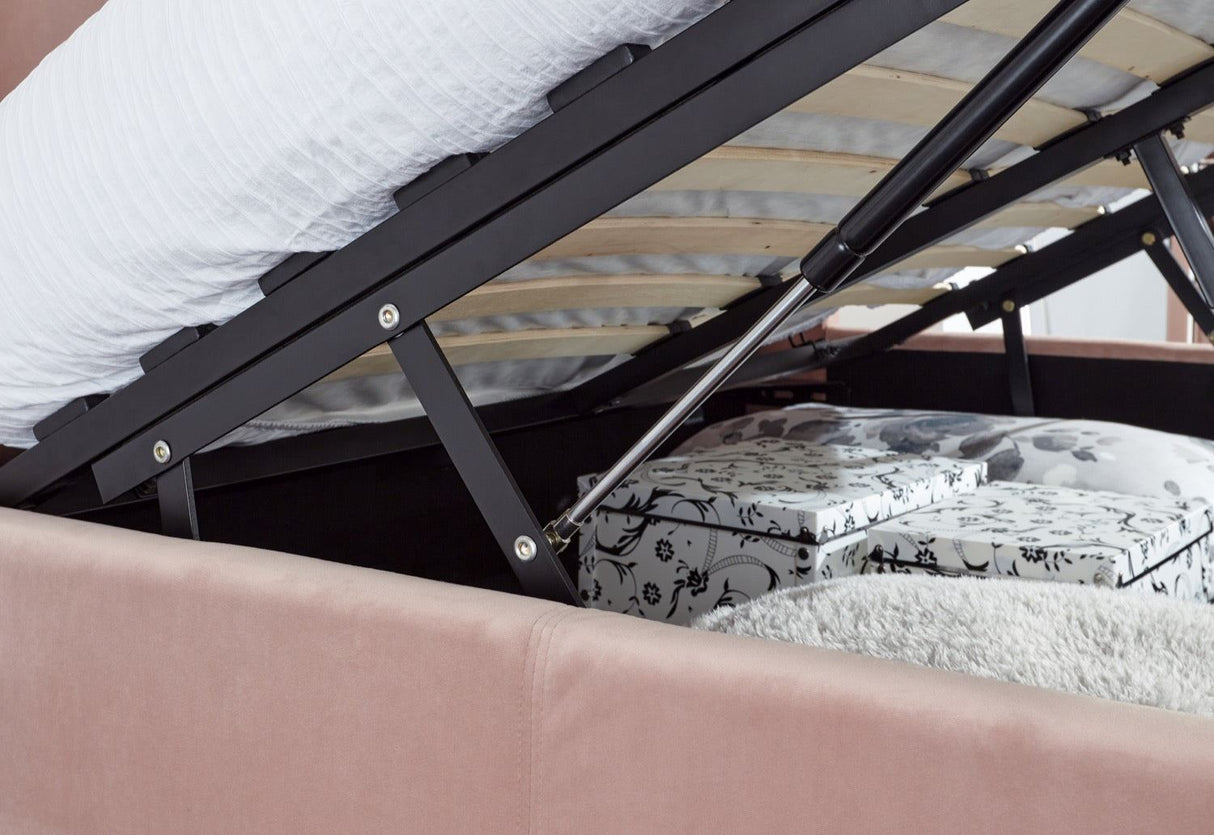 Pettine End Lift Ottoman King Bed - Blush Pink