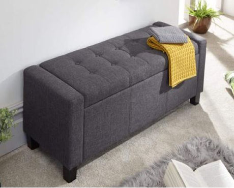 Verona ottoman bench charcoal grey fabric